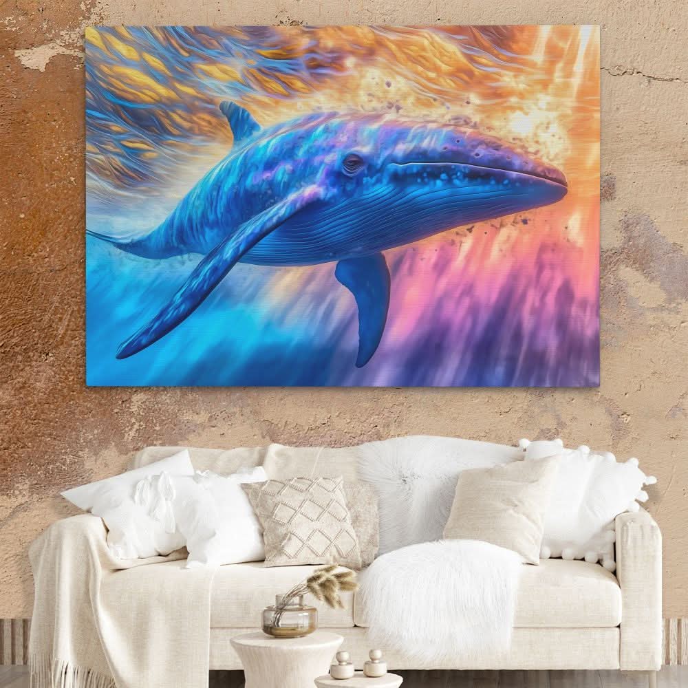 Cosmic Whale - Blue Ocean Canvas Print