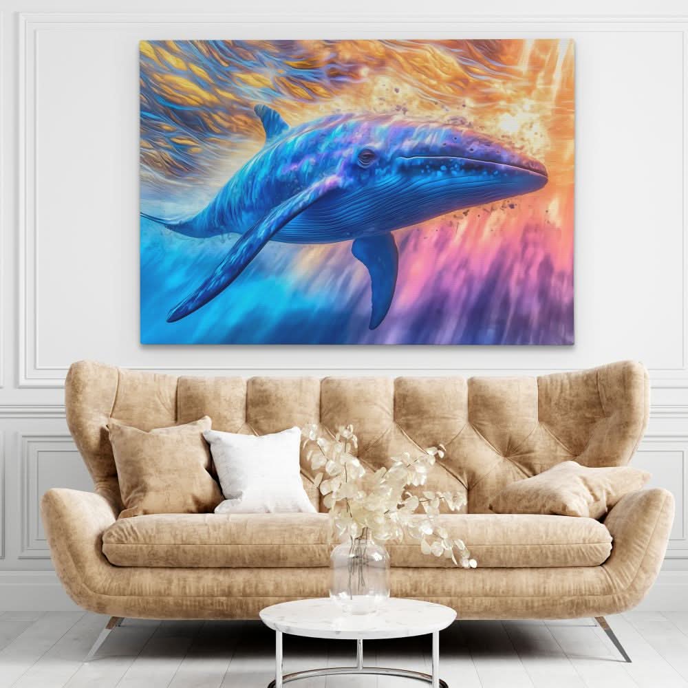 Cosmic Whale - Blue Wall Art for Home Office