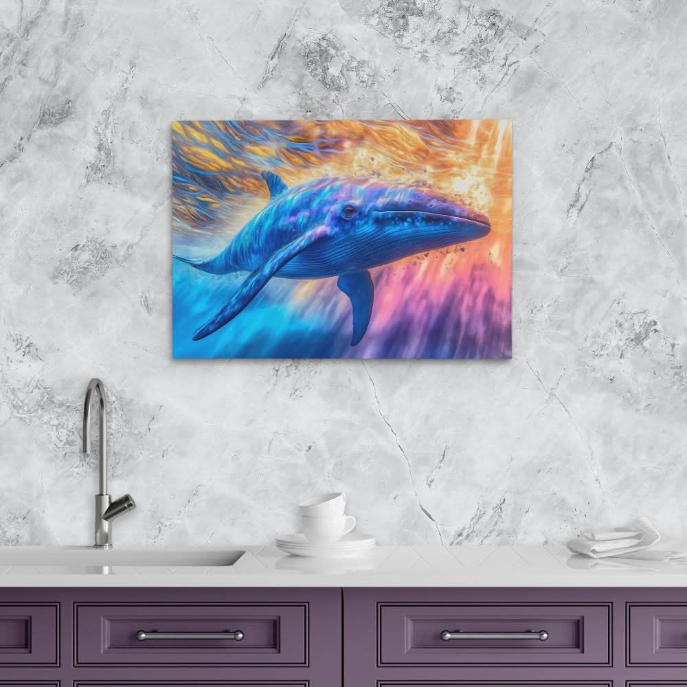 Cosmic Whale - Surrealism Colorful Canvas Wall Art