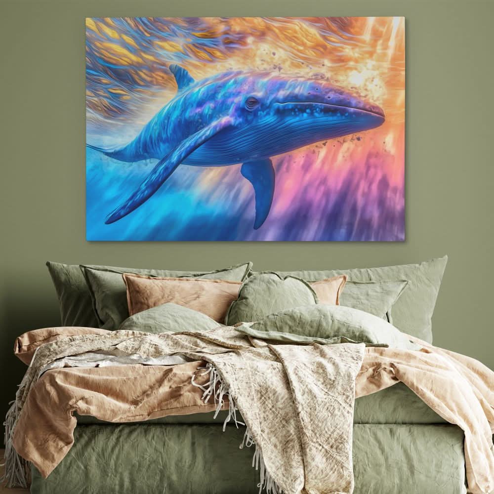 Cosmic Whale - Ocean Wall Art in Black Frame