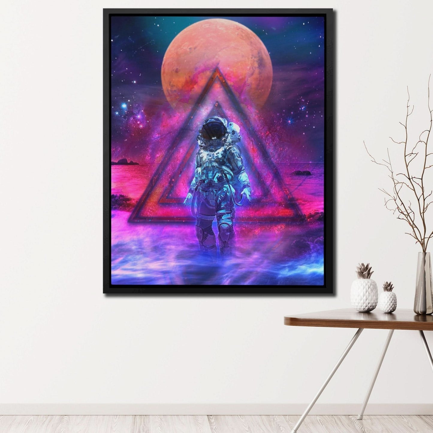 Cosmonaut - Celestial Wall Art in Black Frame