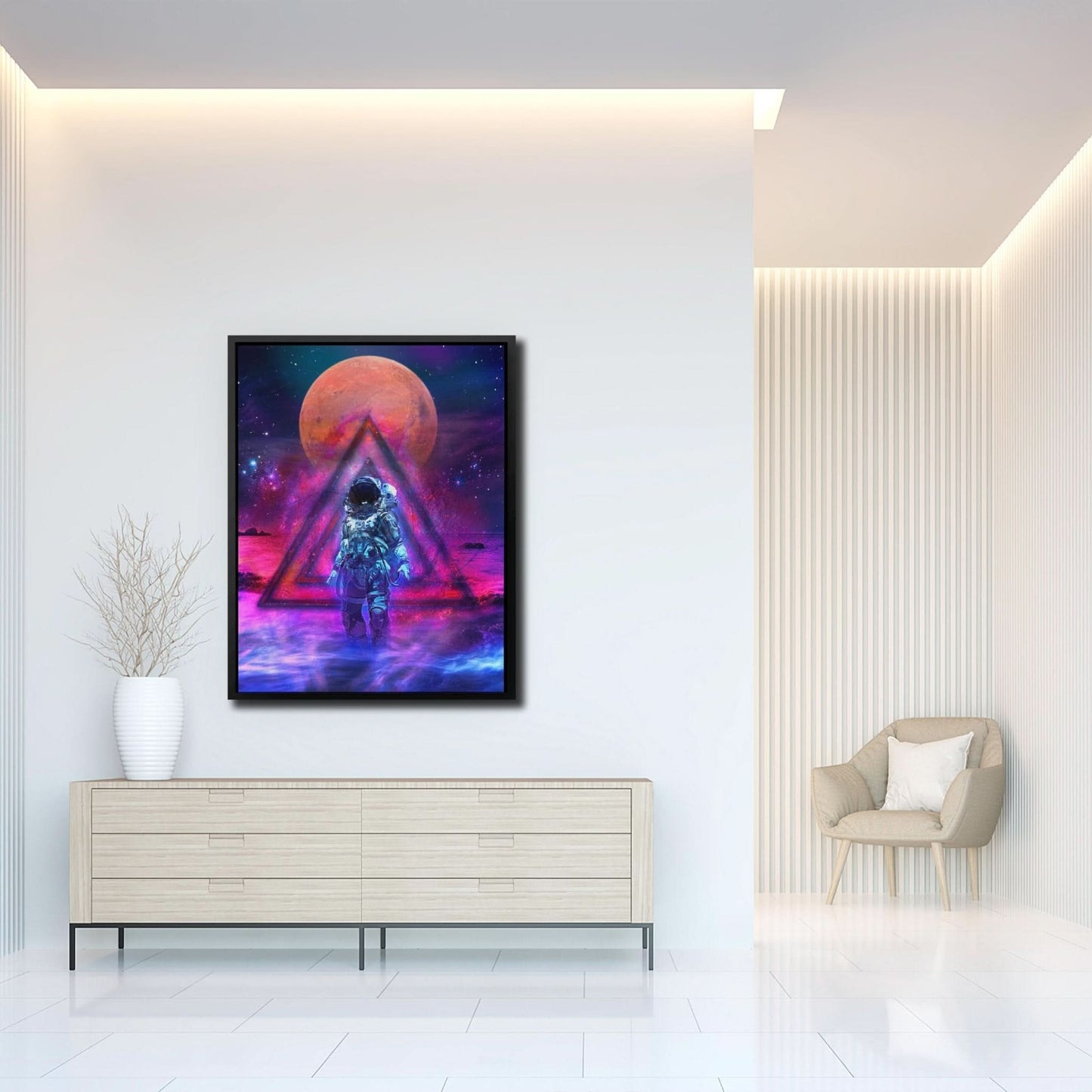 Cosmonaut - Pink Canvas Wall Art