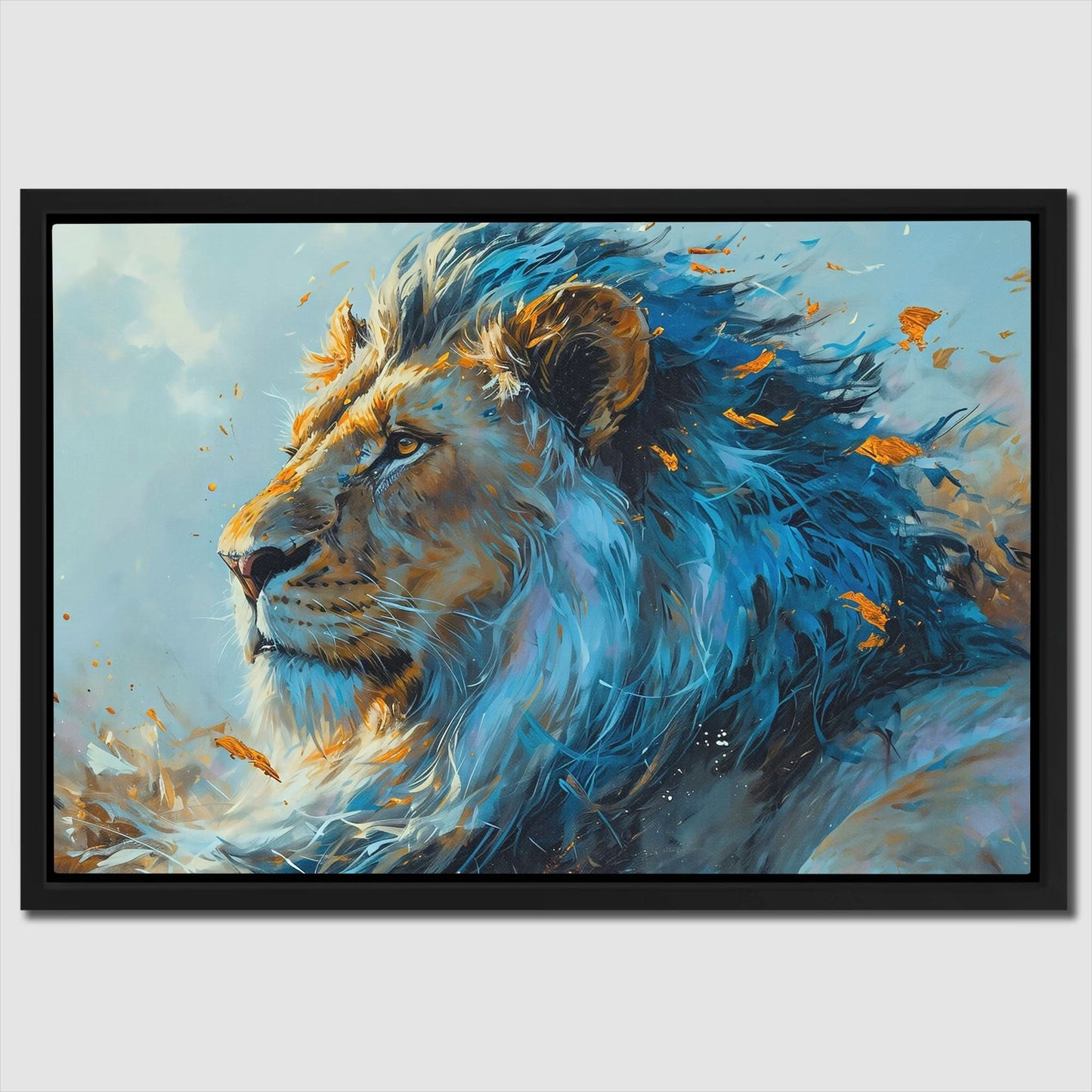 Courageous Blue Lion - Large Canvas Print