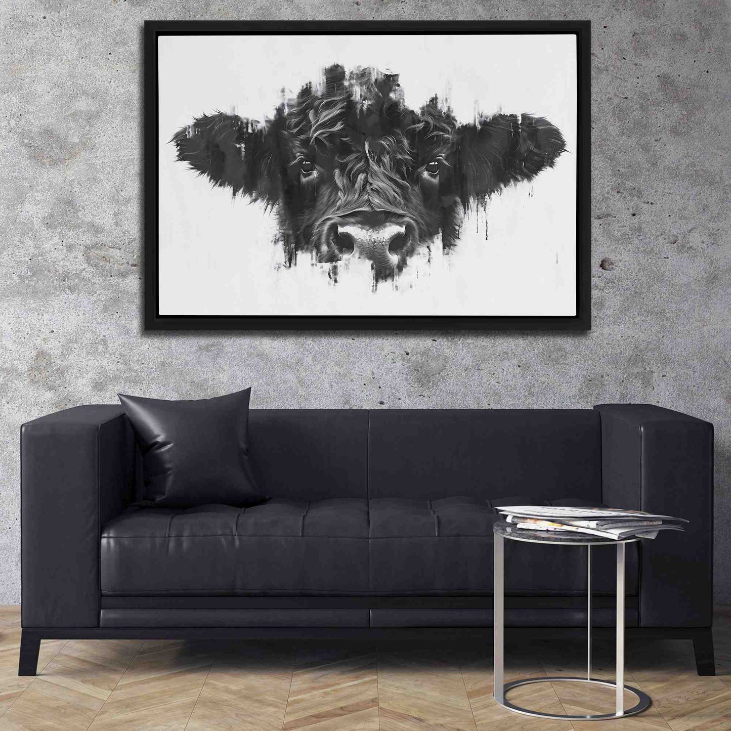 Cow Face - Wall Art in Black Frame