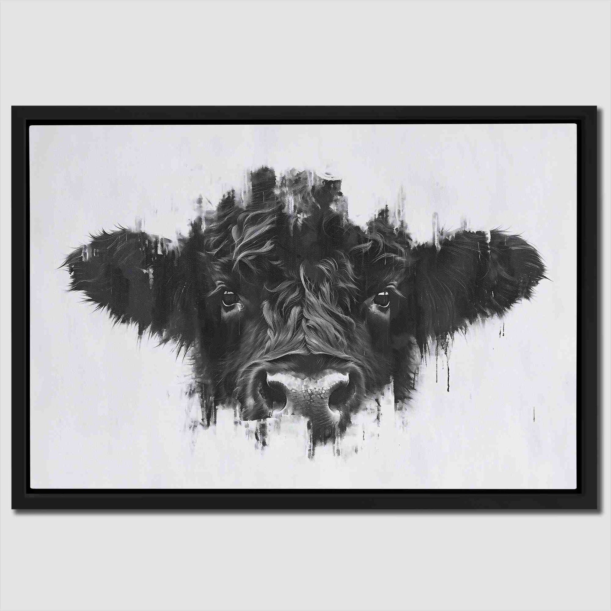 Cow Face - Black and White Canvas Print