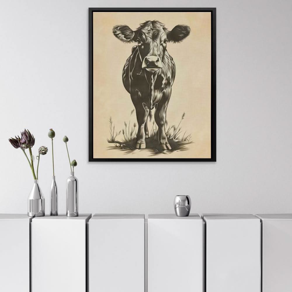 Cow Pasture - Country and Farm Wall Art in Black Frame