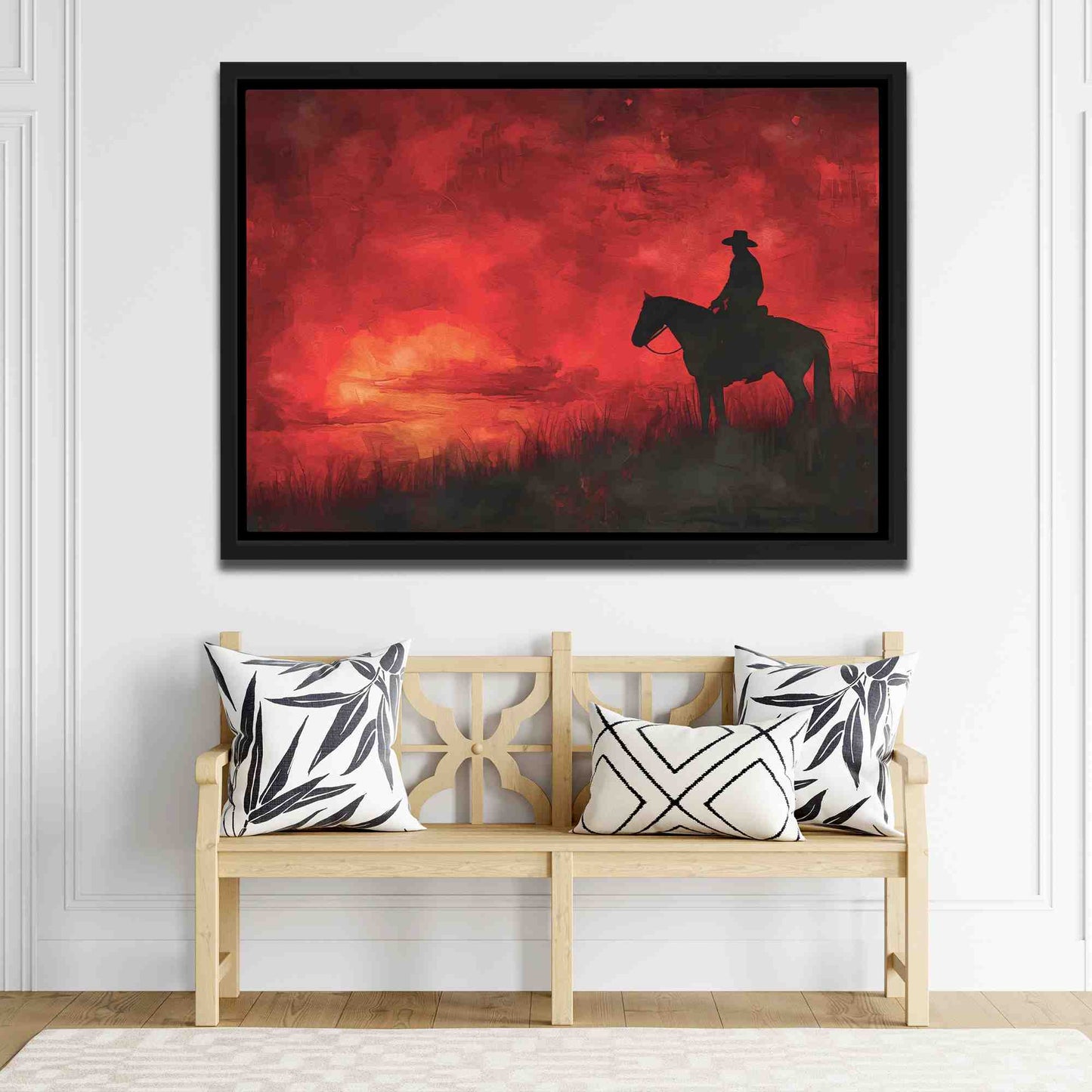 Cowboy Sunrise - Wall Art in Black Frame