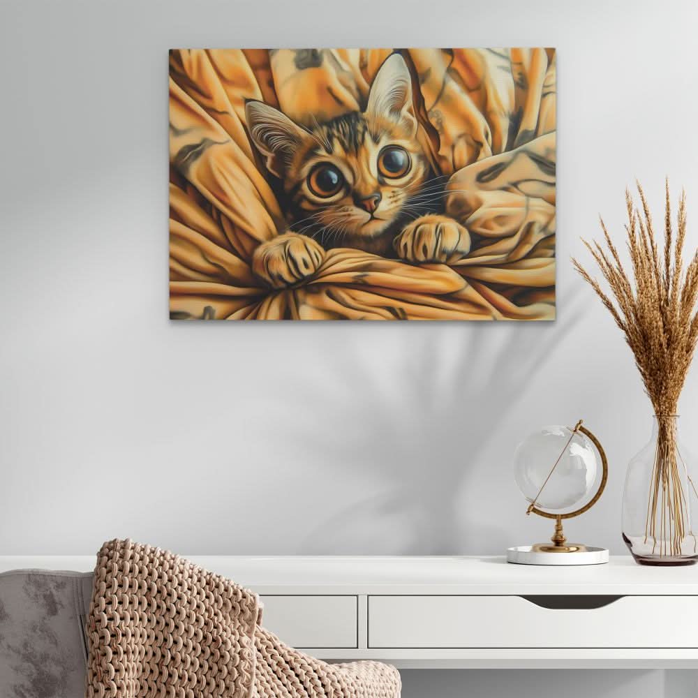 Cozy Kitten Wrap - Large Contemporary Canvas Print