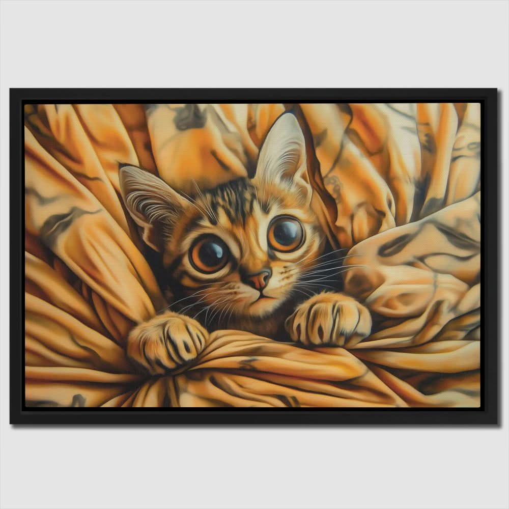 Cozy Kitten Wrap - Beige Cat Canvas Print