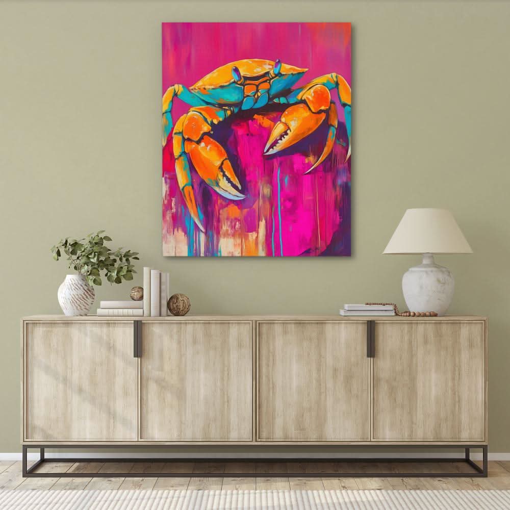 Crab And Claws - Colorful Canvas Wall Art
