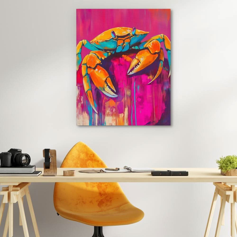 Crab And Claws - Coastal Wall Art in Black Frame
