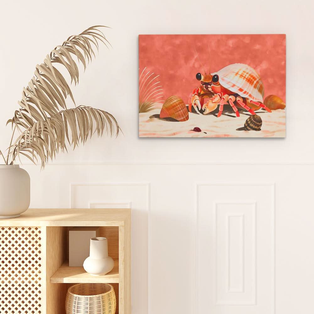 Crab Shell - Red Canvas Wall Art