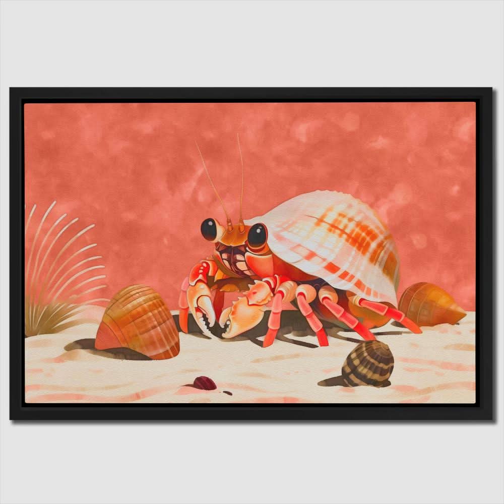 Crab Shell - Beach House Wall Art in Black Frame