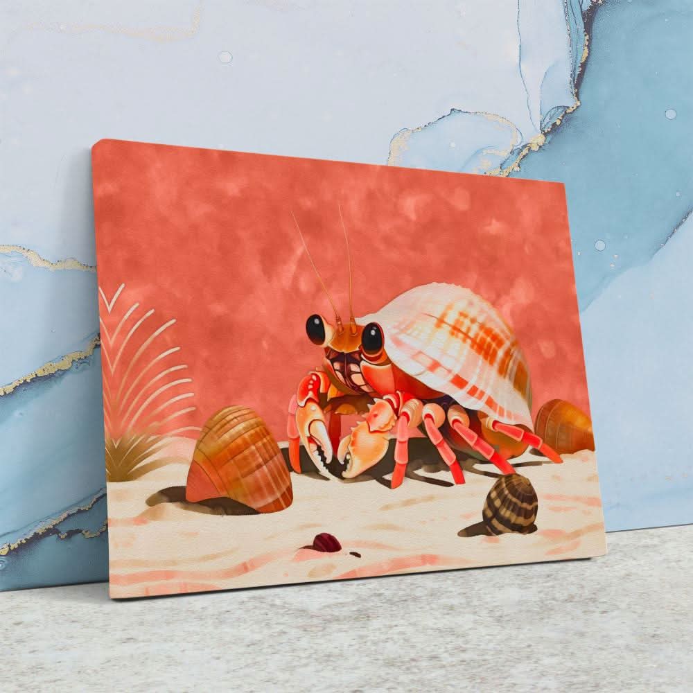 Crab Shell - Red Beach House Canvas Print