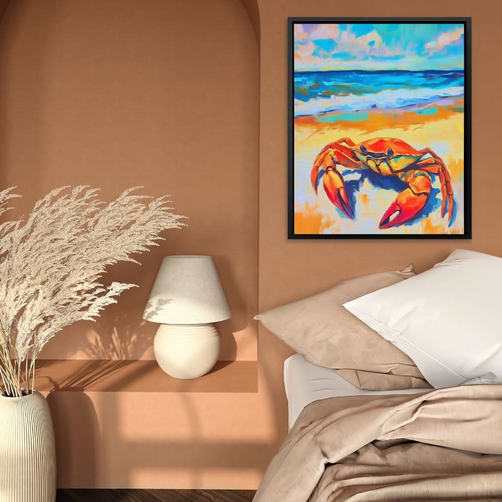 Crabby Beach - Orange Coastal Canvas Print