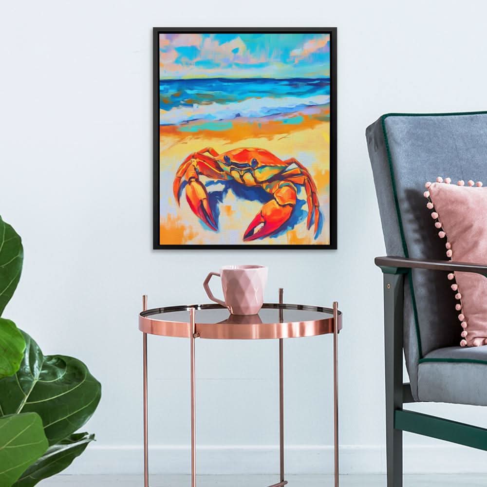 Crabby Beach - Orange Wall Art for Kitchen