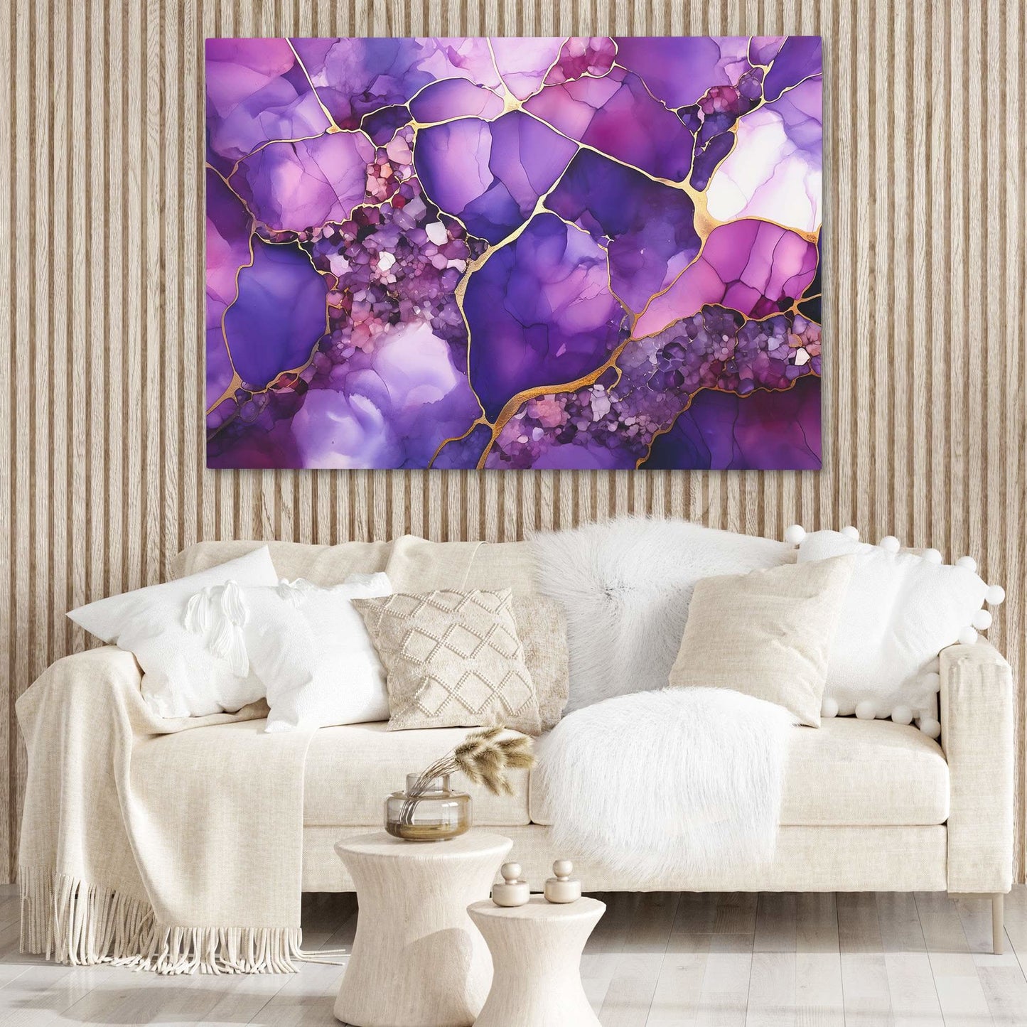 Cracked Amethyst - Gemstone Wall Art in Black Frame