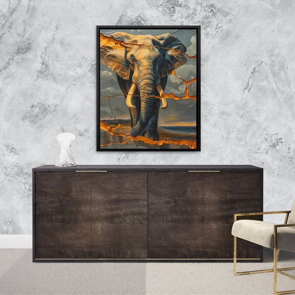 Cracked Elephant - Contemporary Earth Tones Canvas Wall Art