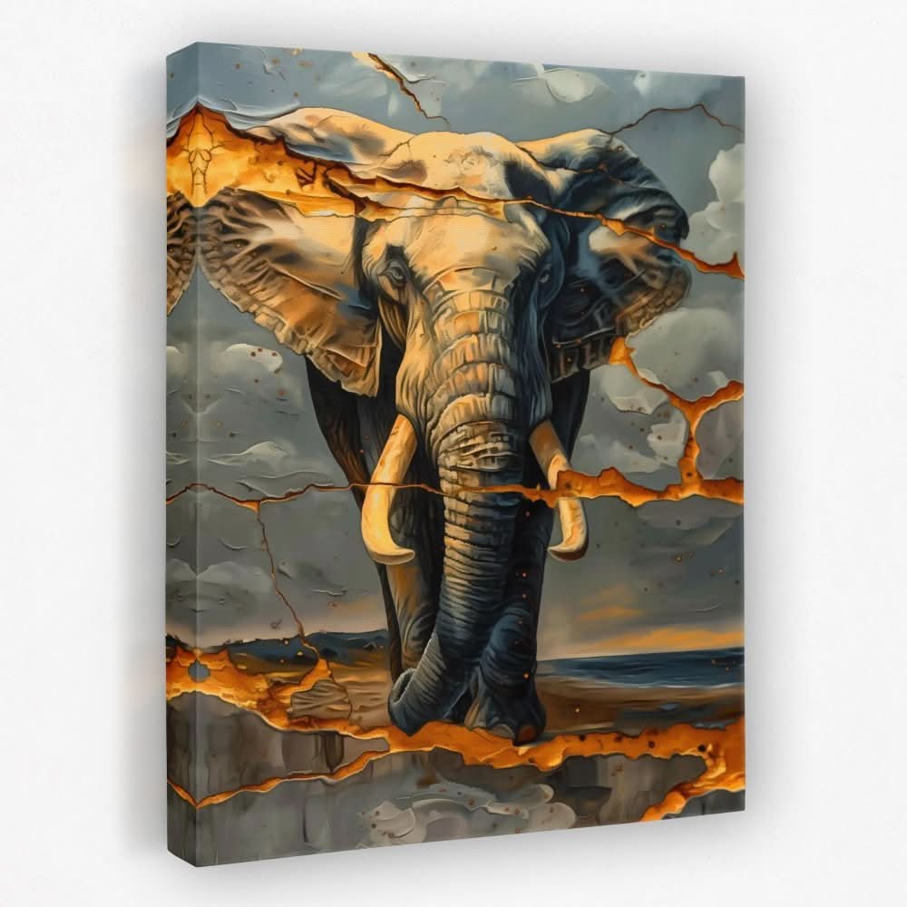 Cracked Elephant - Animals Canvas Wall Art