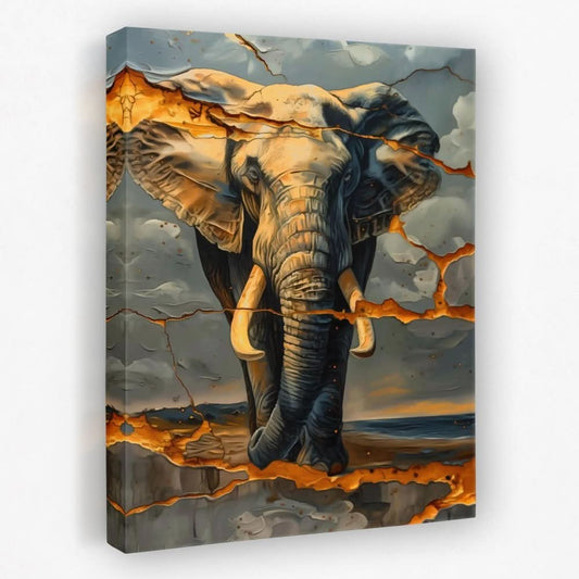 Cracked Elephant - Animals Canvas Wall Art