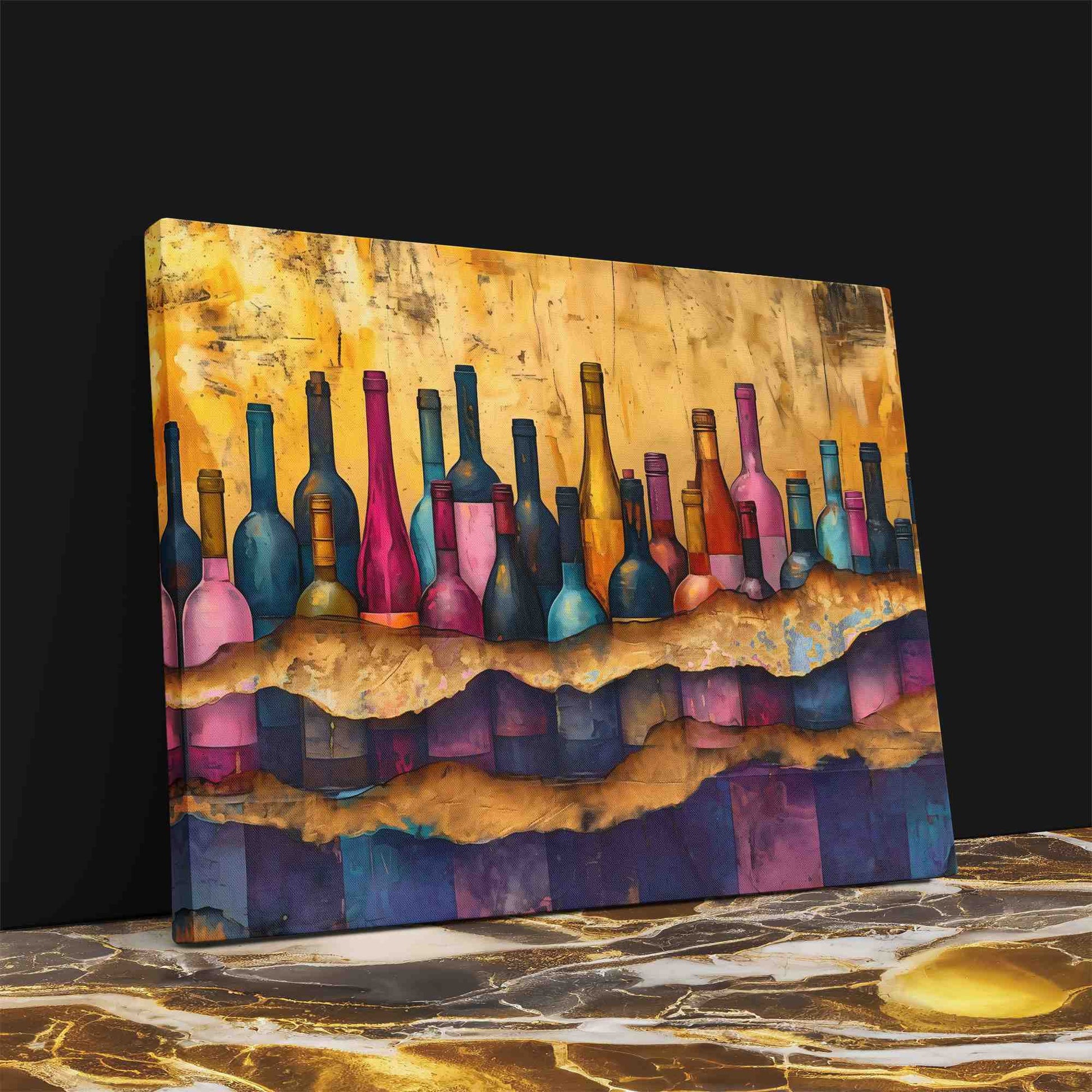 Cracked Wine Bottles - Large Abstract Canvas Print