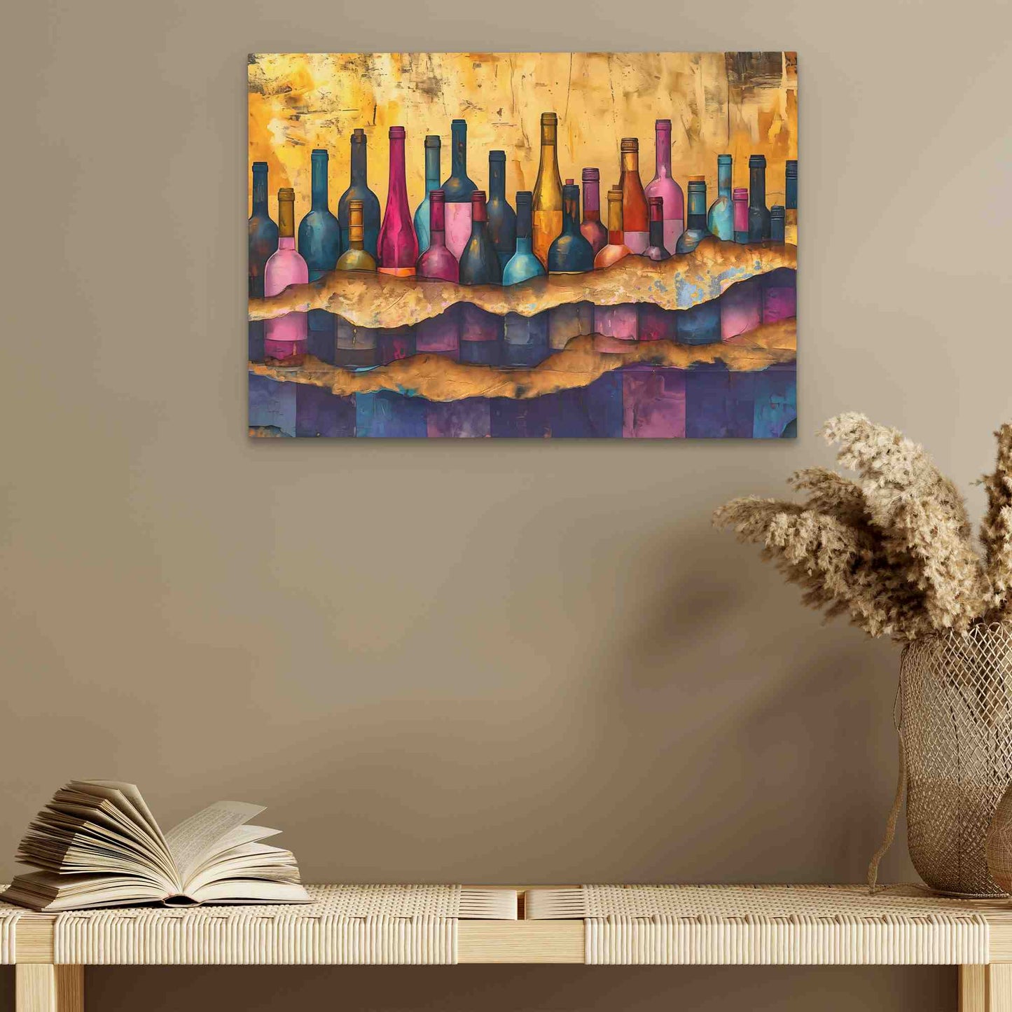 Cracked Wine Bottles - Horizontal Art for Bar