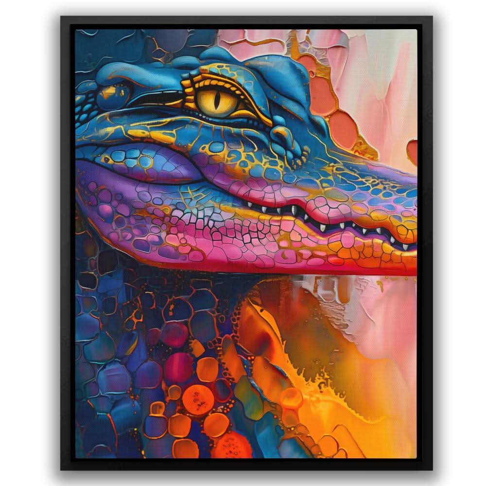 Crafty Crocodile - Blue Animals Canvas Print