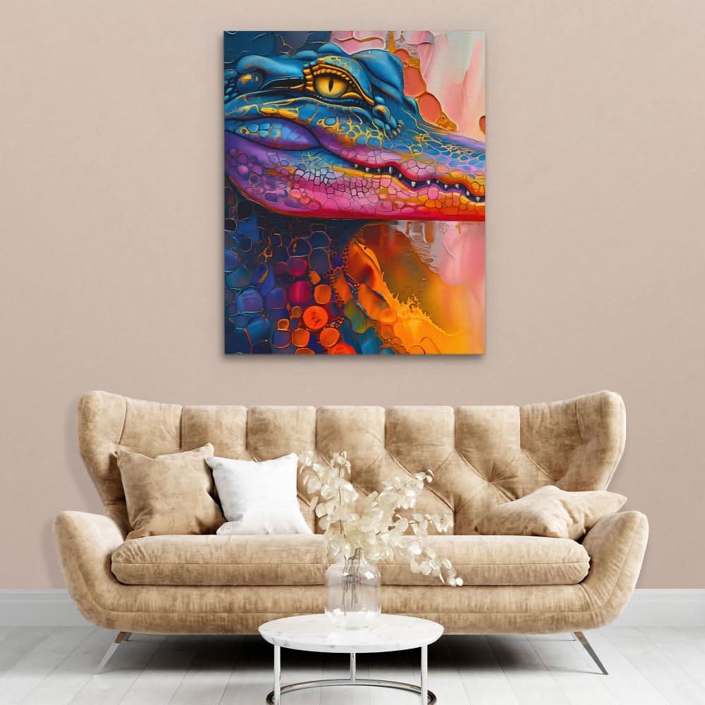 Crafty Crocodile - Large Abstract Canvas Print