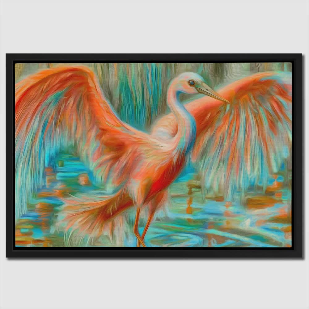 Crane in Vibrant Colors - Wall Art for Bedroom