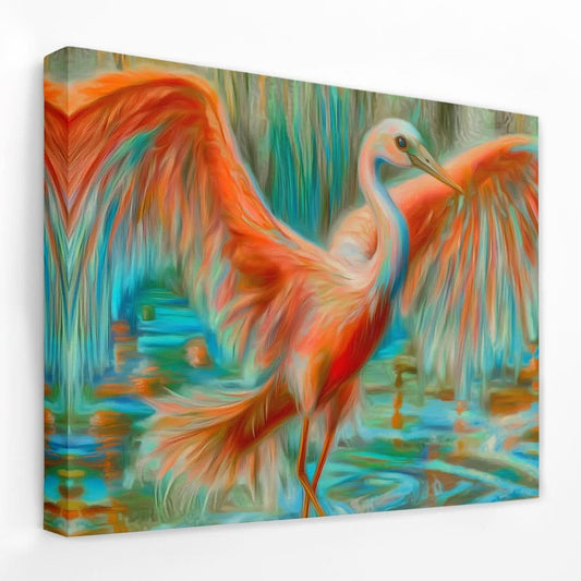 Crane in Vibrant Colors - Animals Canvas Wall Art