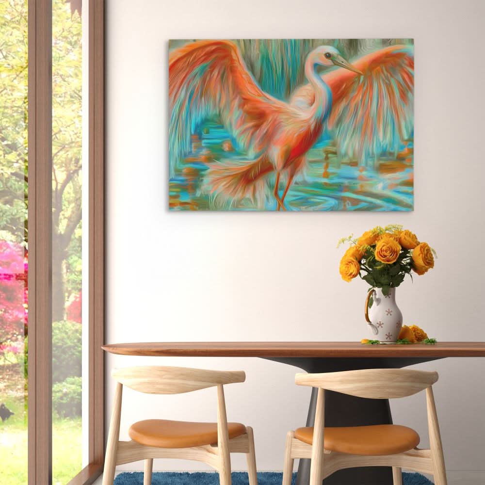 Crane in Vibrant Colors - Bird Canvas Print