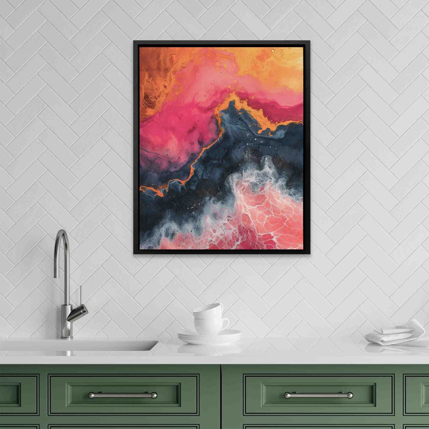 Crashing Pink Waves - Coastal Art