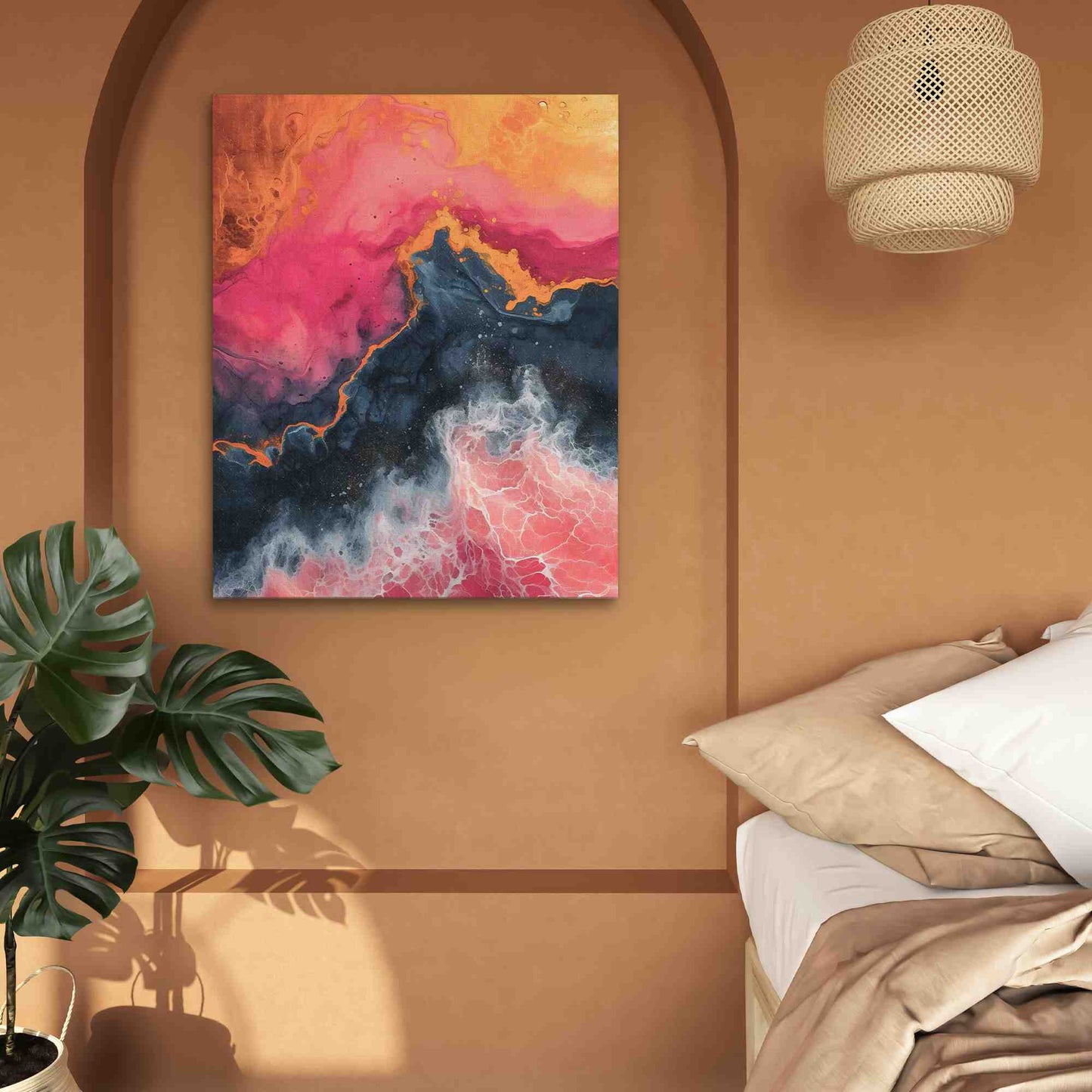 Crashing Pink Waves - Large Abstract Canvas Print