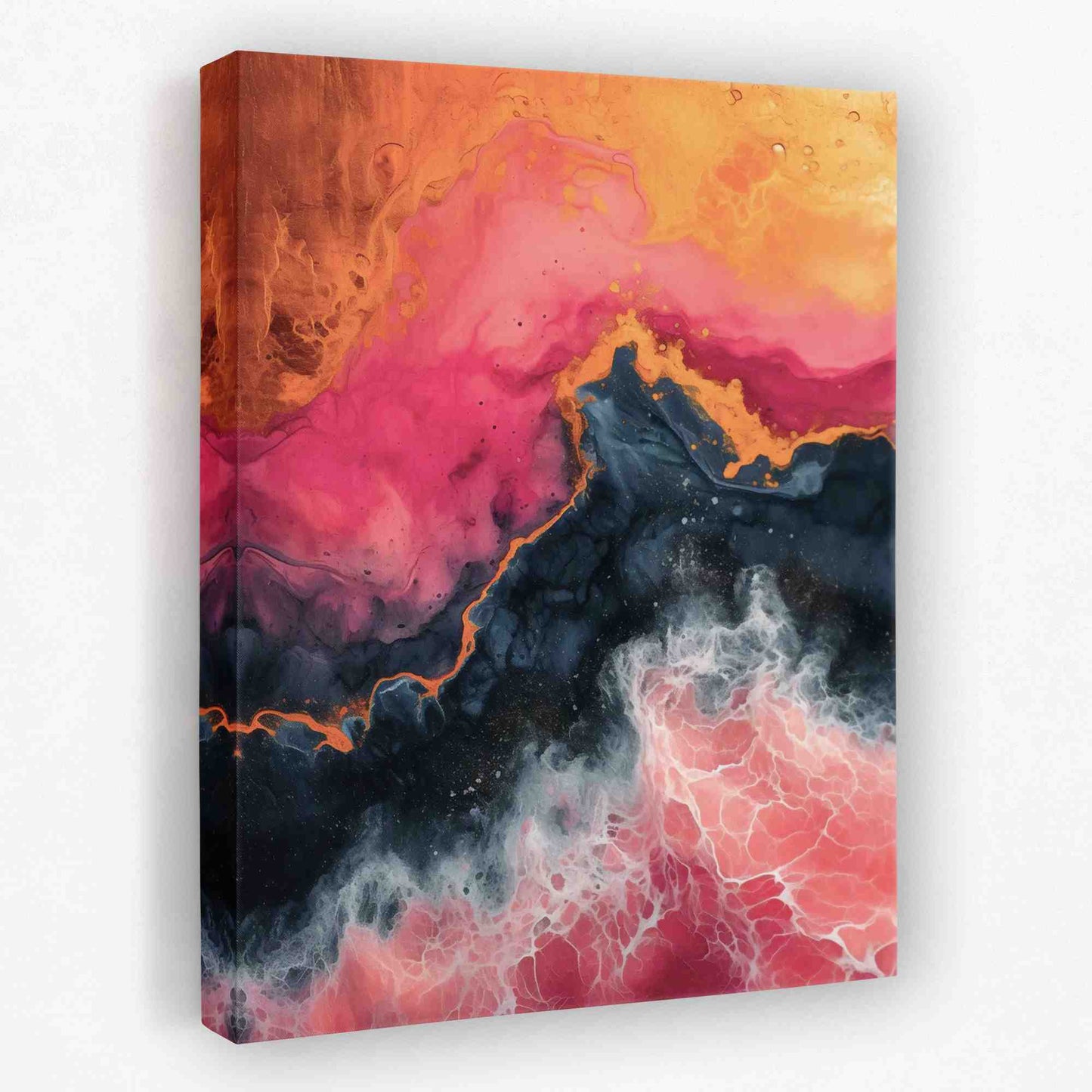 Crashing Pink Waves - Coastal Canvas Wall Art