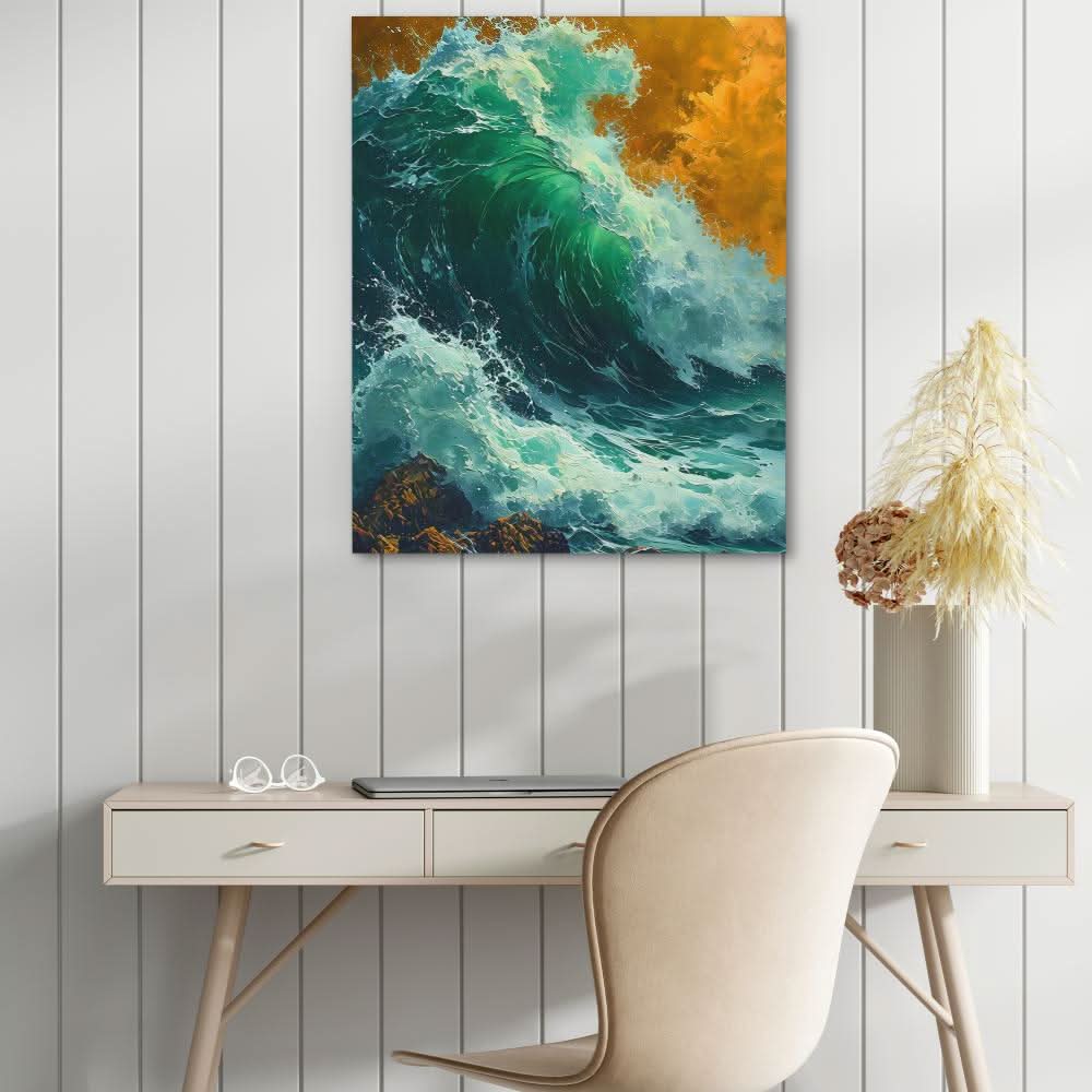 Crashing Waves - Wall Art in Black Frame