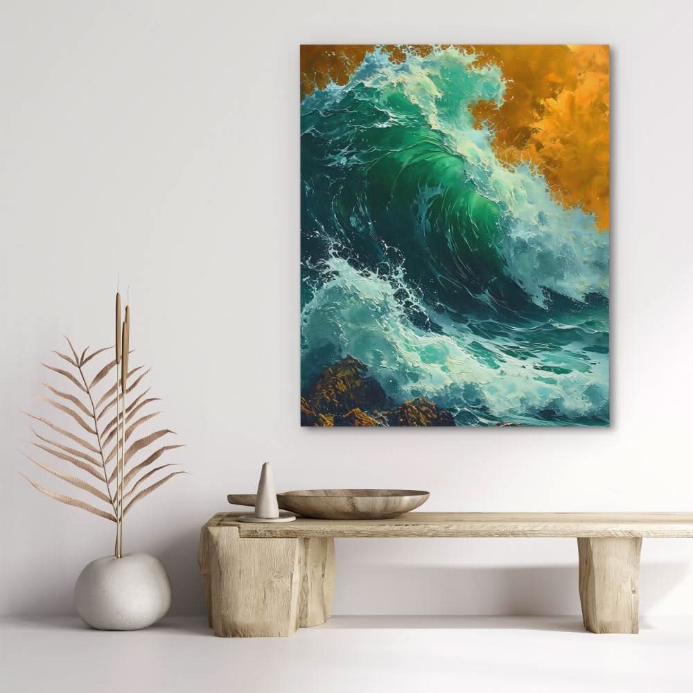 Crashing Waves - Beach Wall Art in Black Frame