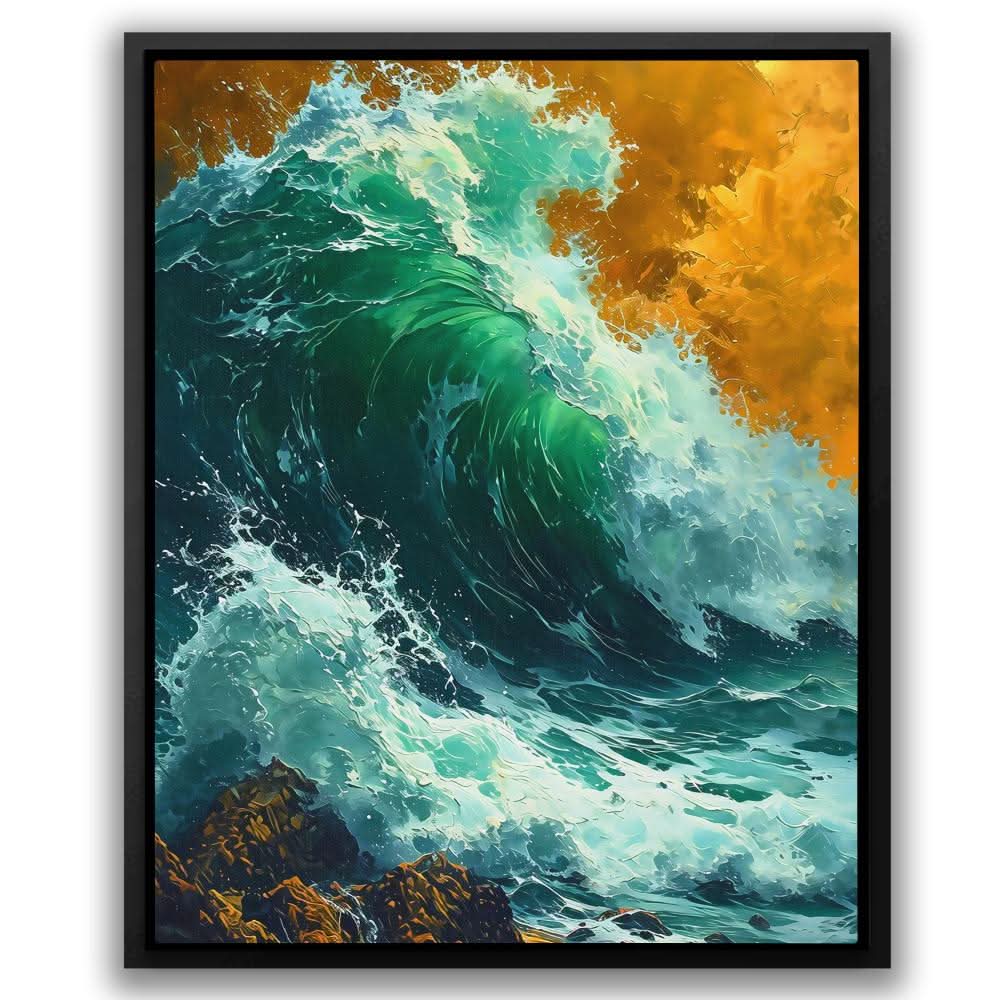 Crashing Waves - Gold Canvas Wall Art
