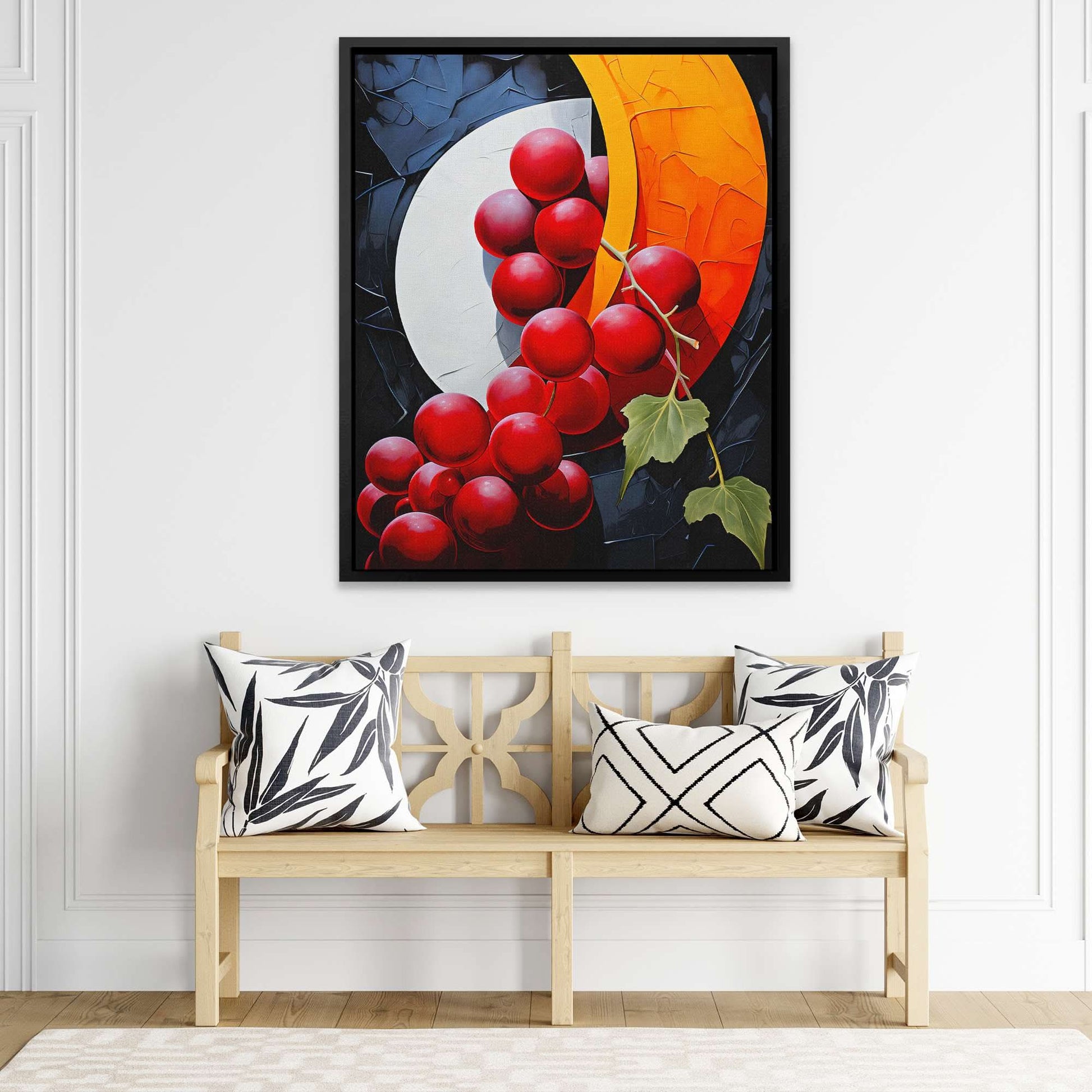 Crescent Grapes - Fruit Wall Art in Black Frame