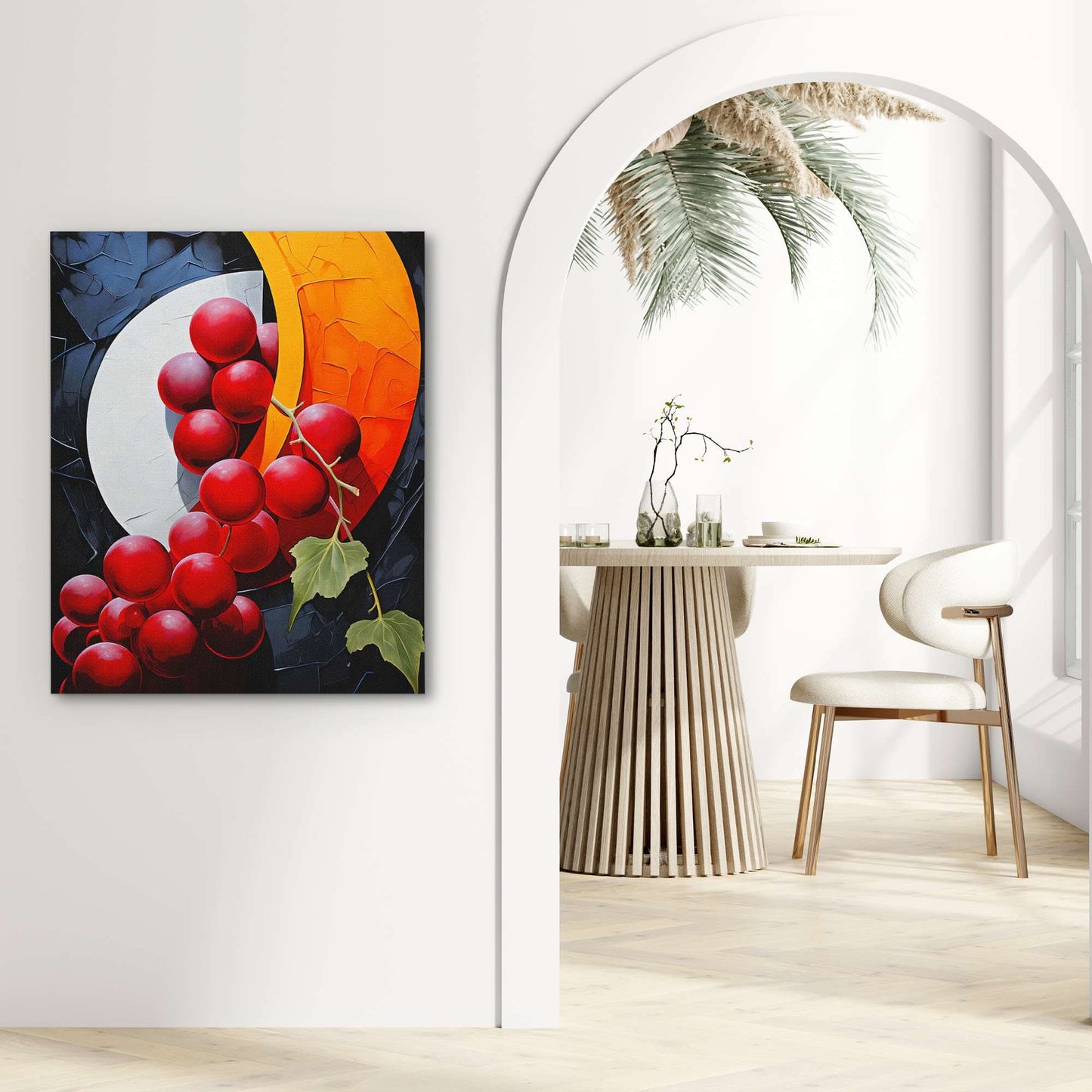Crescent Grapes - Abstract Blue Canvas Wall Art