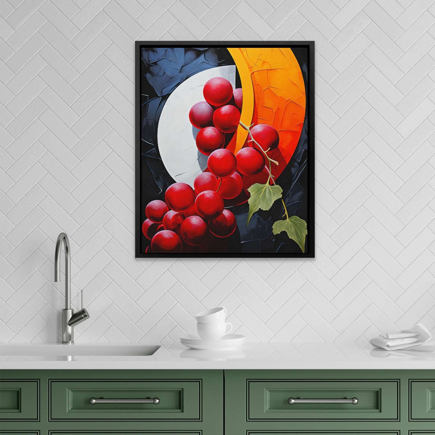 Crescent Grapes - Blue Fruit Canvas Print