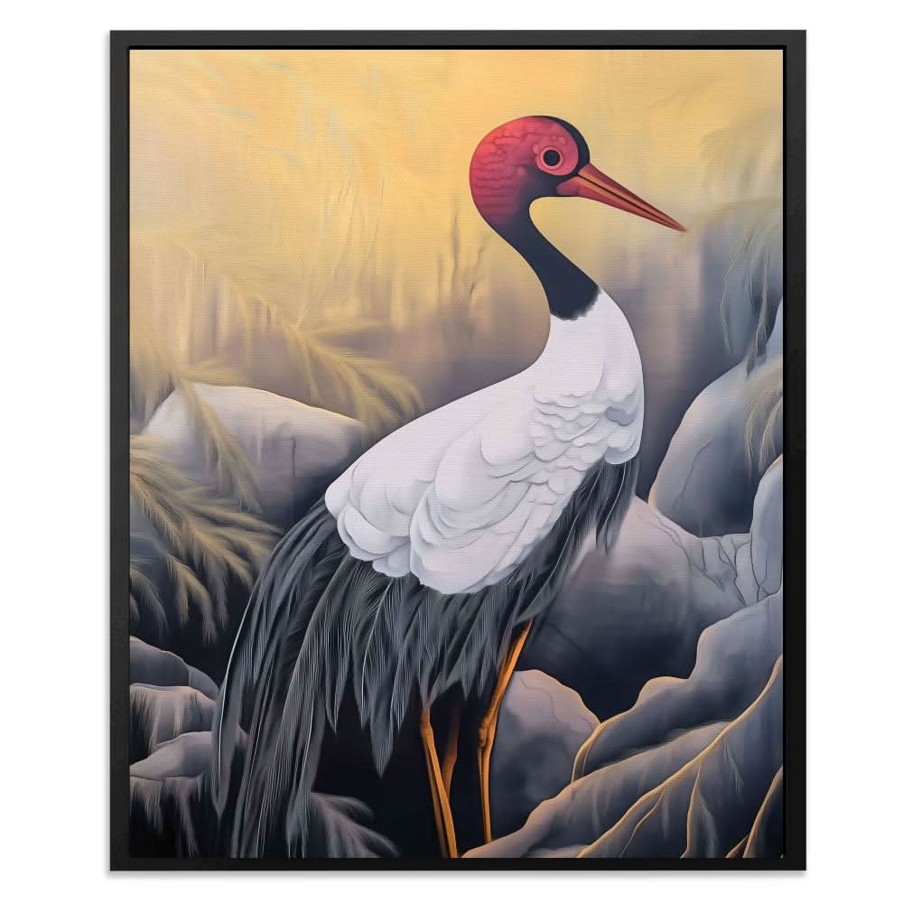 Crimson Crane - Bird Art for Bedroom