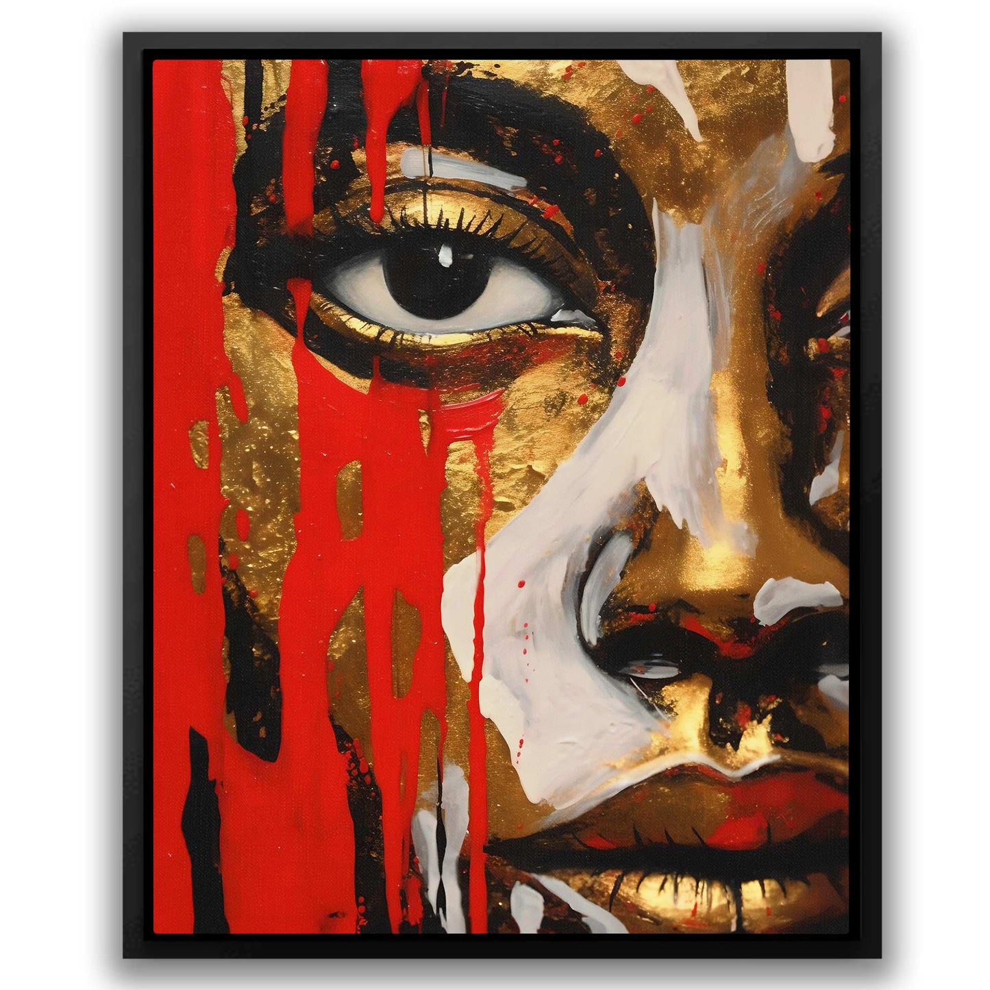 Crimson Elegance - Black Gold Red Art