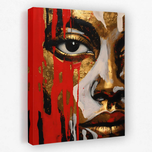 Crimson Elegance - Abstract Wall Art in Black Frame