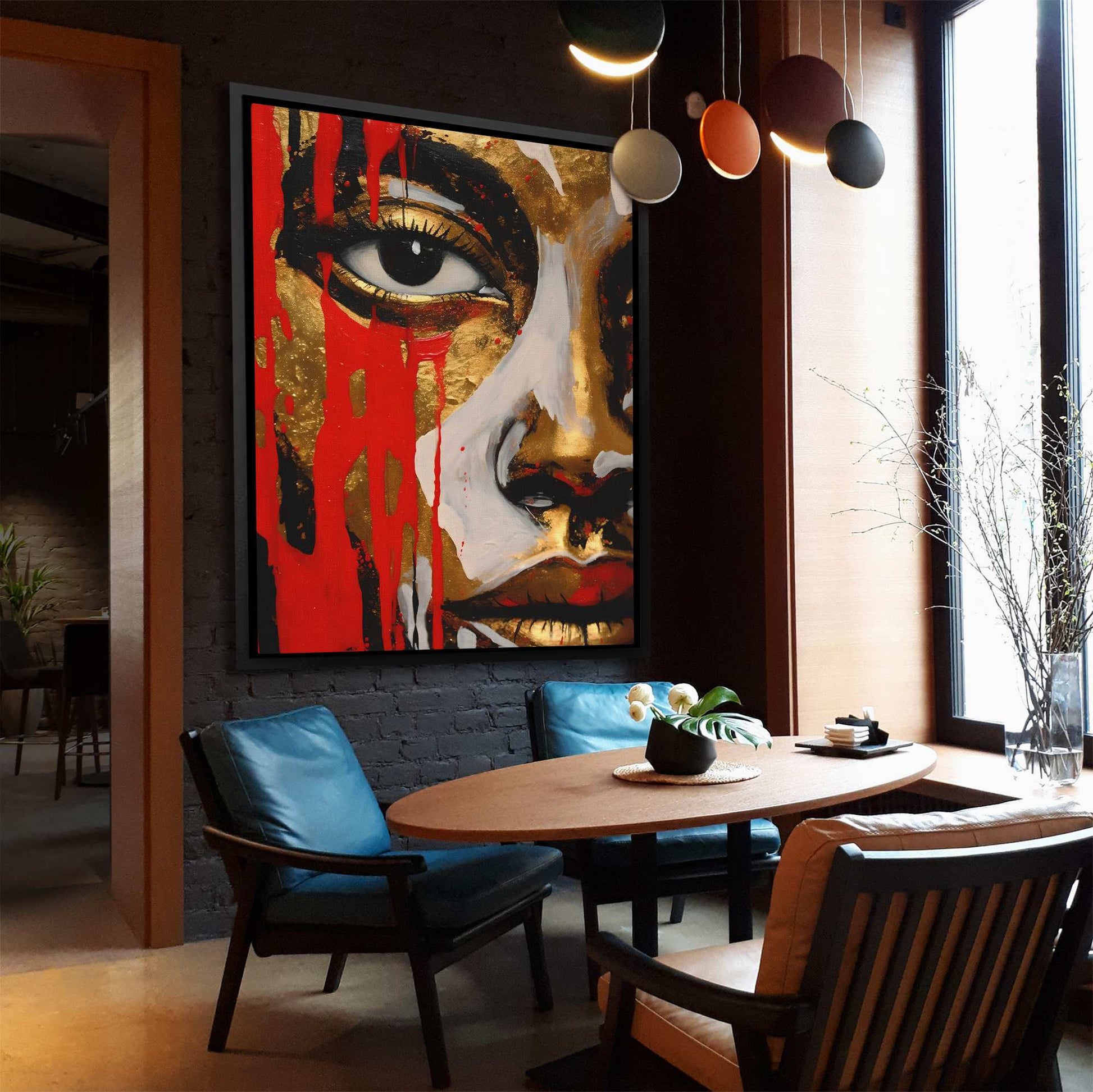 Crimson Elegance - Black Face Canvas Print