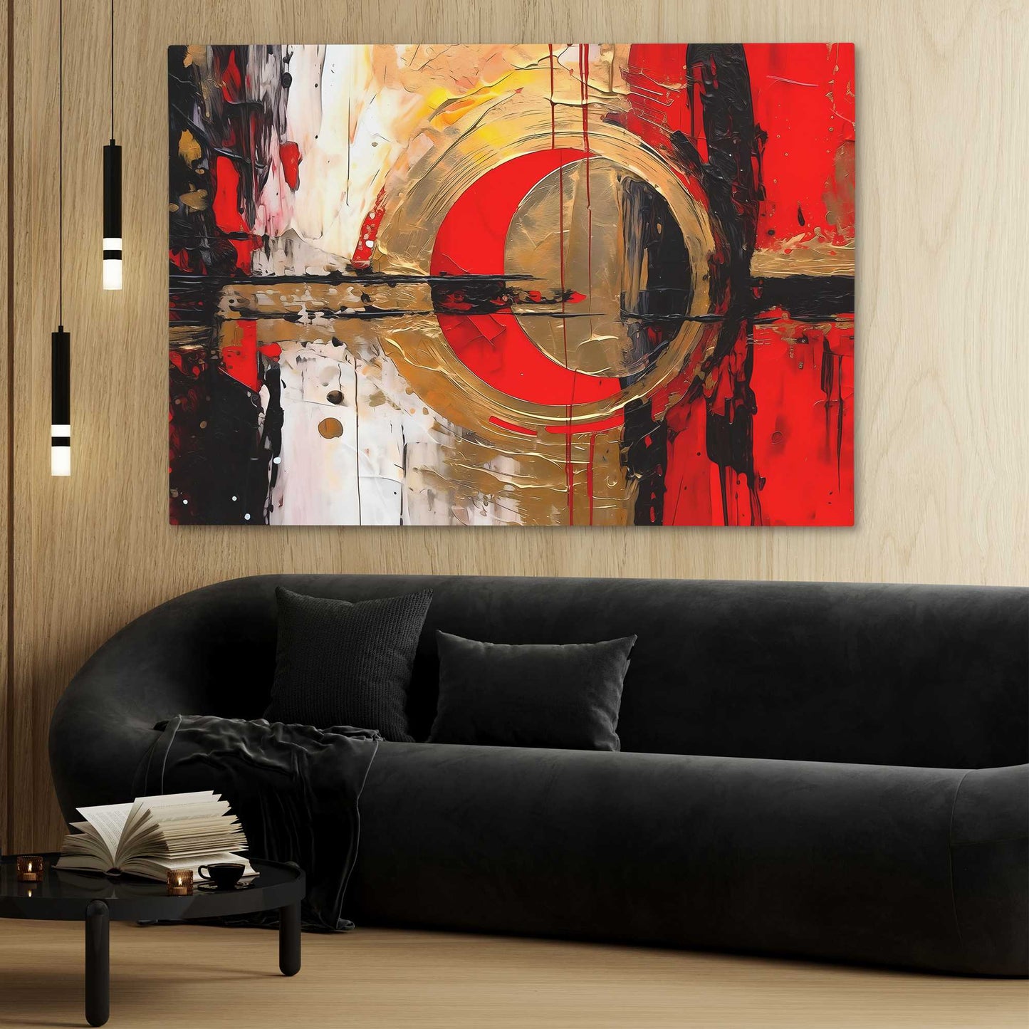 Crimson Fusion - Abstract Wall Art in Black Frame