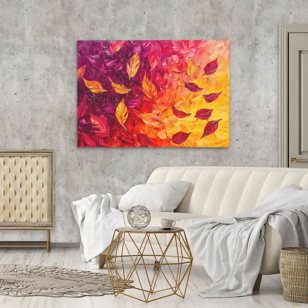 Crimson & Gold Leaves - Orange Canvas Print