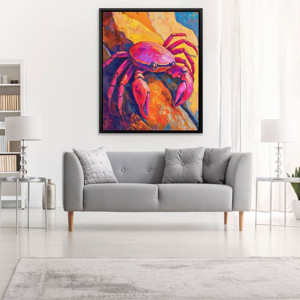 Crimson Rock Crab - Colorful Canvas Wall Art