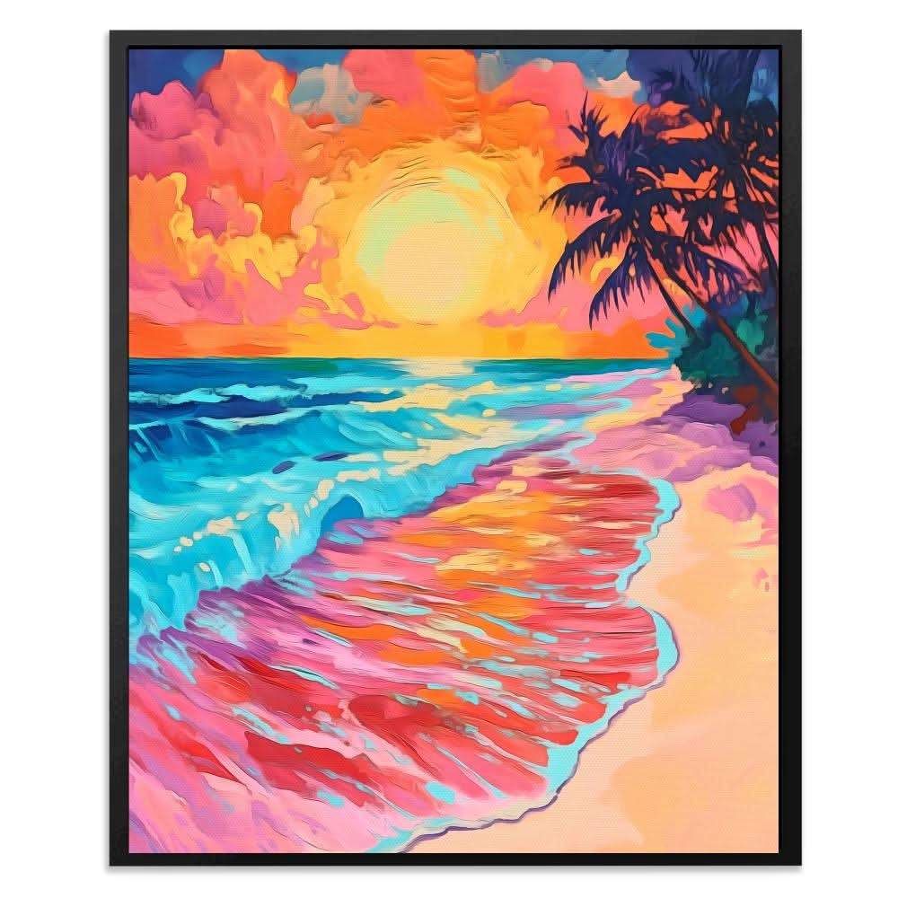 Crimson Shores - Colorful Coastal Canvas Print