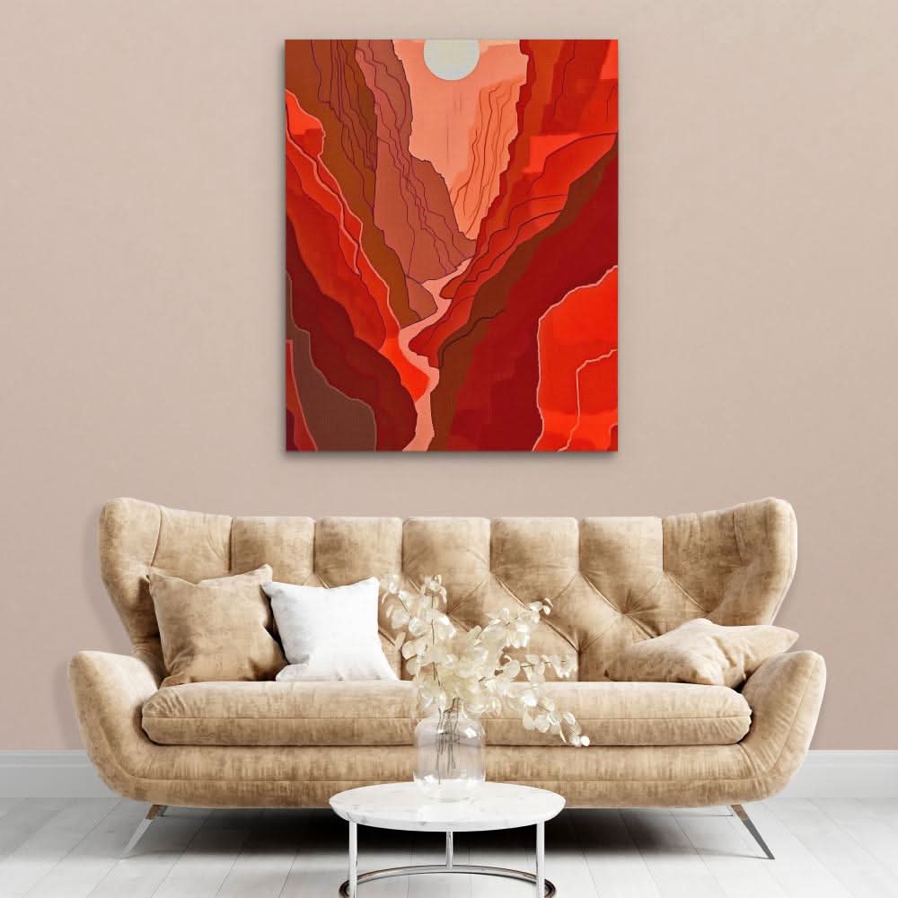 Crimson Sunset - Crimson Wall Art in Black Frame