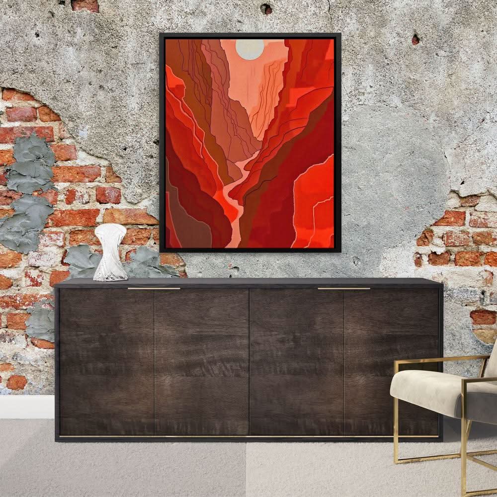 Crimson Sunset - Abstract Red Canvas Wall Art